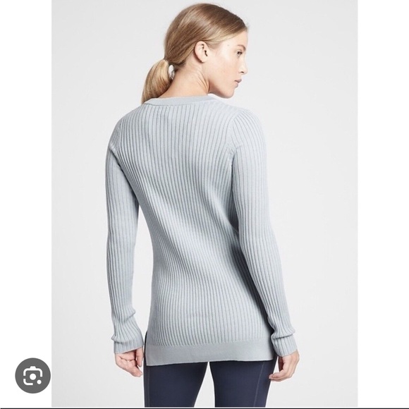 Athleta Glacial blue Lincoln Park Ribeed Crew Neck Sweater. Size S - Picture 2 of 13